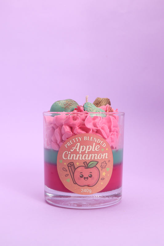 Soy wax candle in a glass with apple cinnamon scent